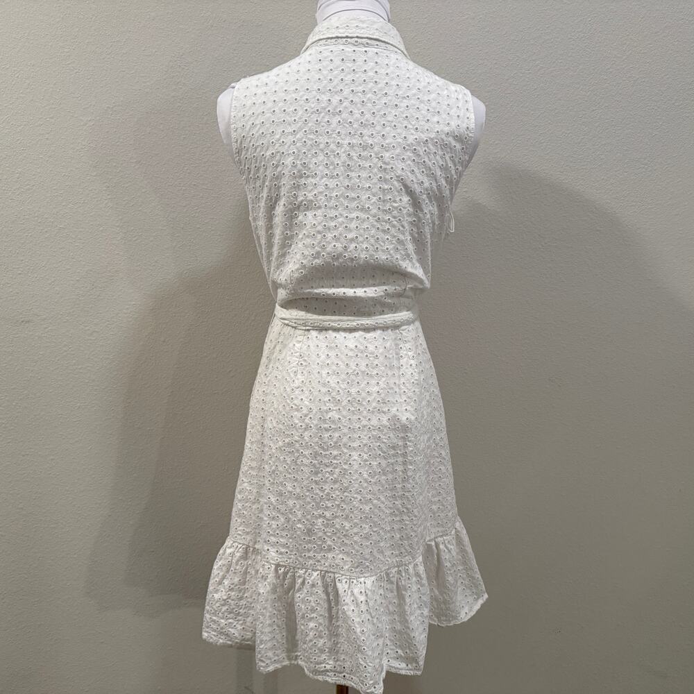 Lands End White Eyelet Tiered Midi Dress Sleeveless Cotton 6 Summer Preppy - Picture 3 of 10